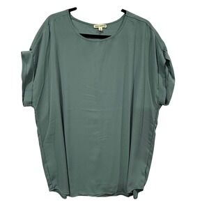 Zenana Outfitters Womens 2X Sage Green Short Sleeve Cuffed Blouse‎ QT-2500X